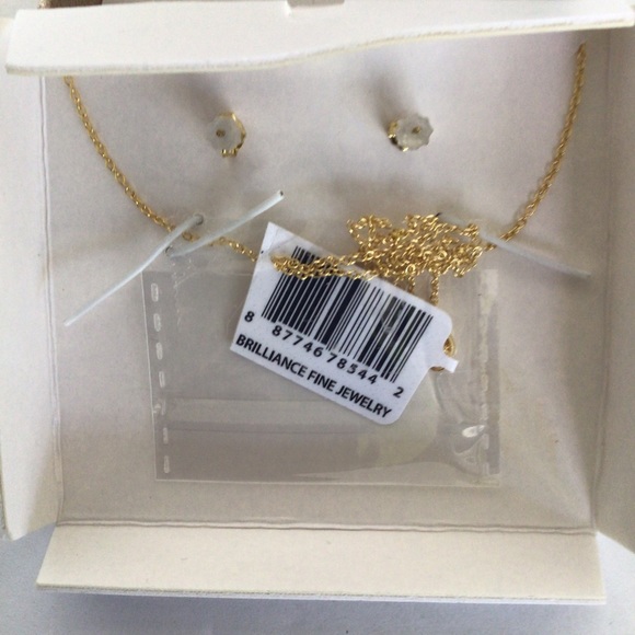 BRILLIANCE 14K GOLD PLATED STERLING SILVER MAMA NECKLACE & EARRING SET NWT - Picture 4 of 7